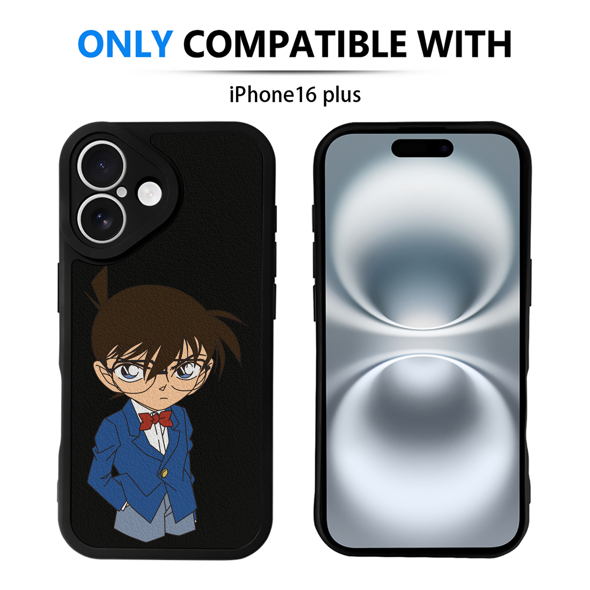 （画像用） 名探偵コナン 江戸川 コナン Detective Conan Conan Edogawa 【iPhone 16シリーズ対応】シリコンスマホケース（レザー調） 材質：シリコン